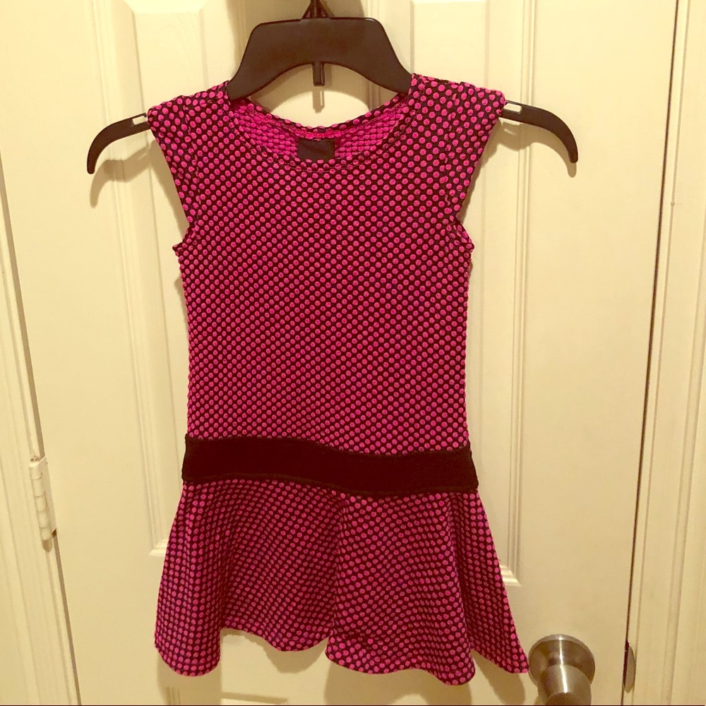 Black & hot pink polka dot dress with stockings!!